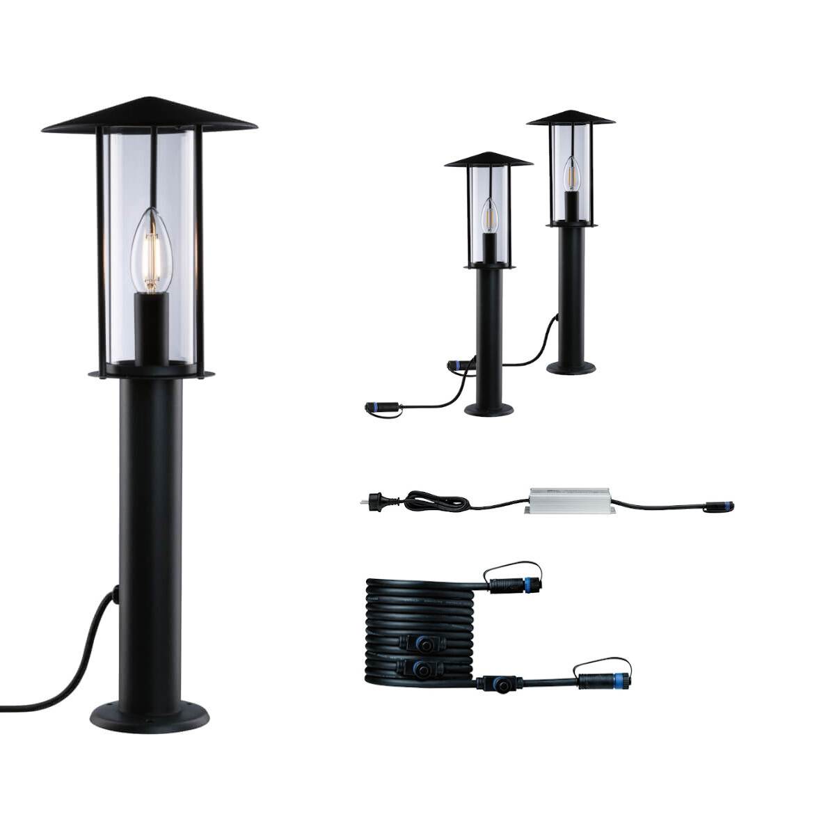 Paulmann Plug & Shine Basisset Pollerleuchte Classic, 50 cm, 24 V, IP44, Anthrazit, 3000 K Warmweiß Produktabbildung