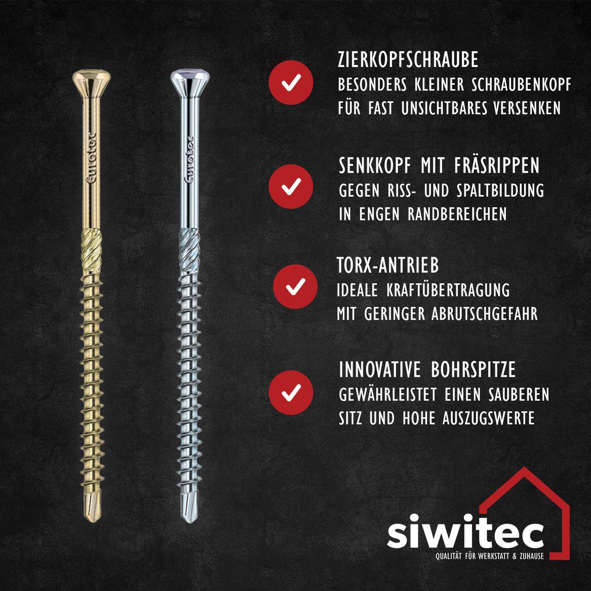 siwitec 500 Stück Glasleistenschrauben, TORX, TX10, Ø 3,2 mm, Blau verzinkt, 3,2 x 30 mm - TX10 Produktabbildung 3