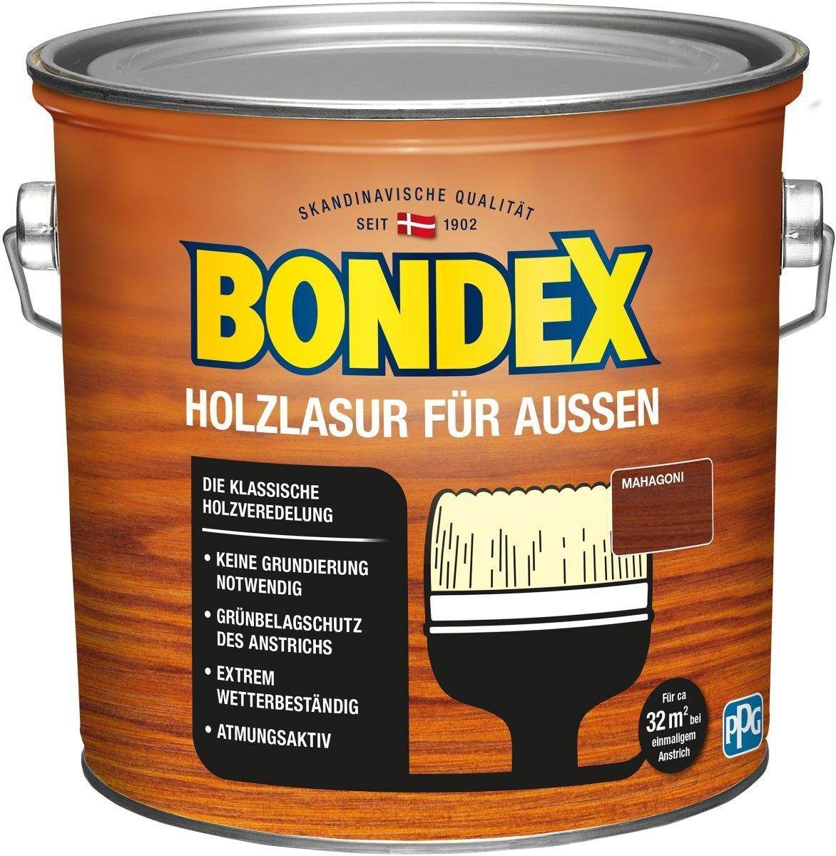 Bondex Holzlasur für Außen, witterungsbeständig, 2,5 l, Mahagoni Produktabbildung