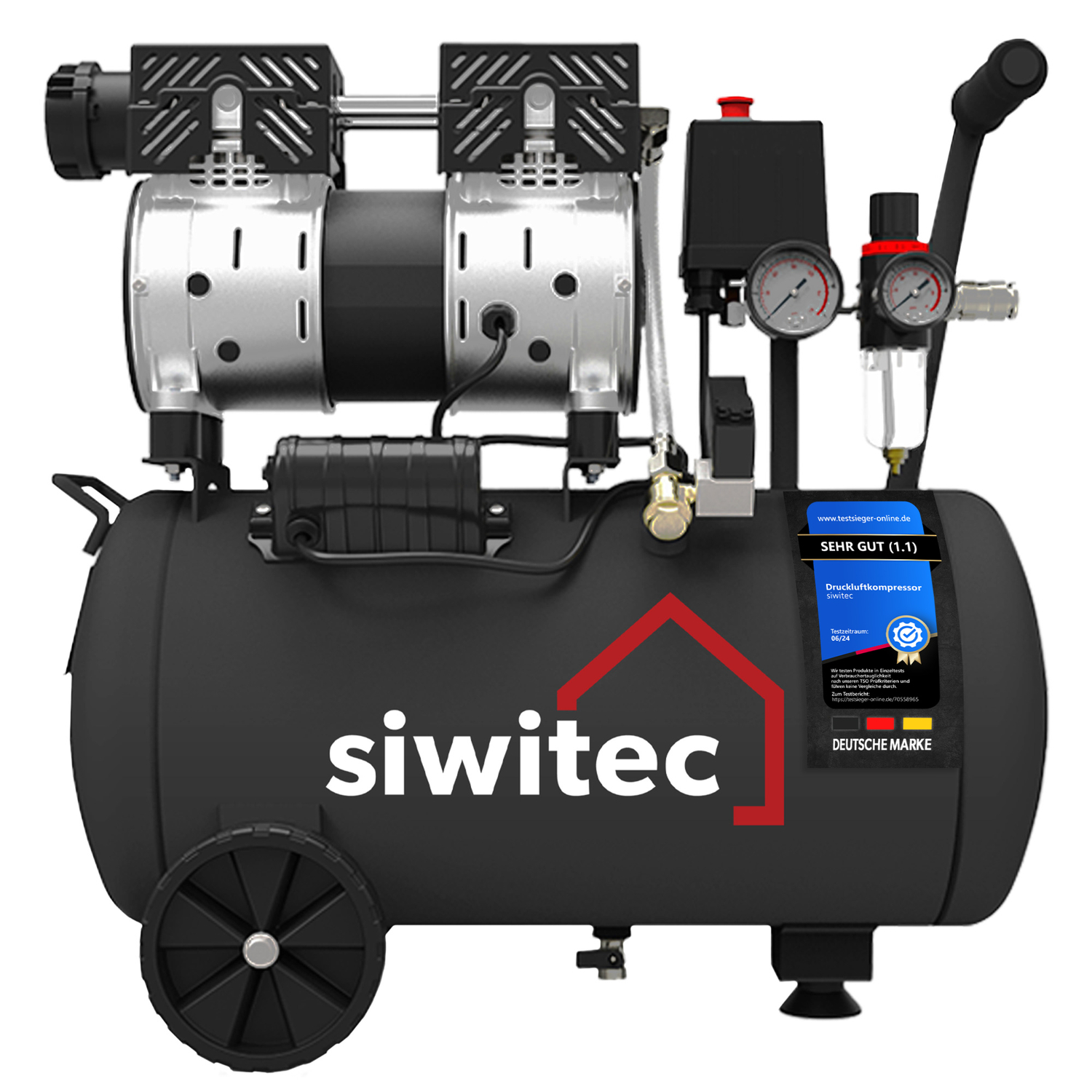 B-Ware siwitec Flüsterkompressor mit 750W, 24L Kessel, 67dB, 8bar, Druckluftkompressor, Kompressor Produktabbildung 10