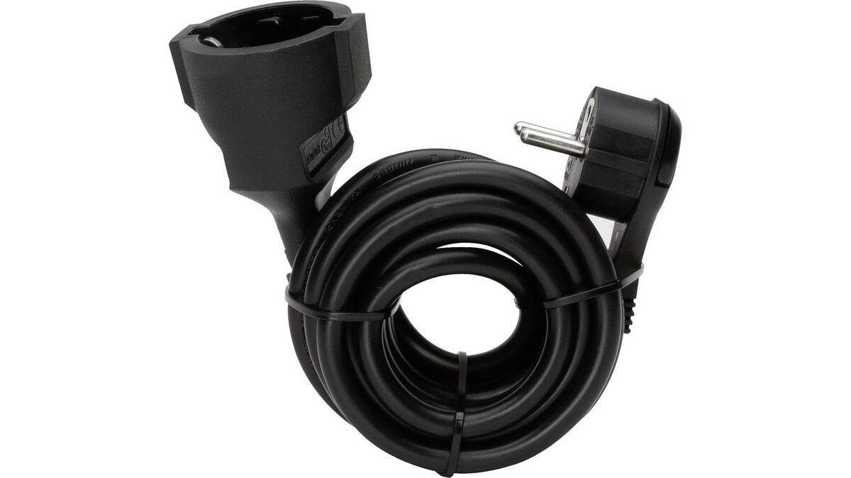 Kopp Verlängerungskabel mit Schutzkontakt-Flachstecker, 5 m, Schwarz Produktabbildung 1