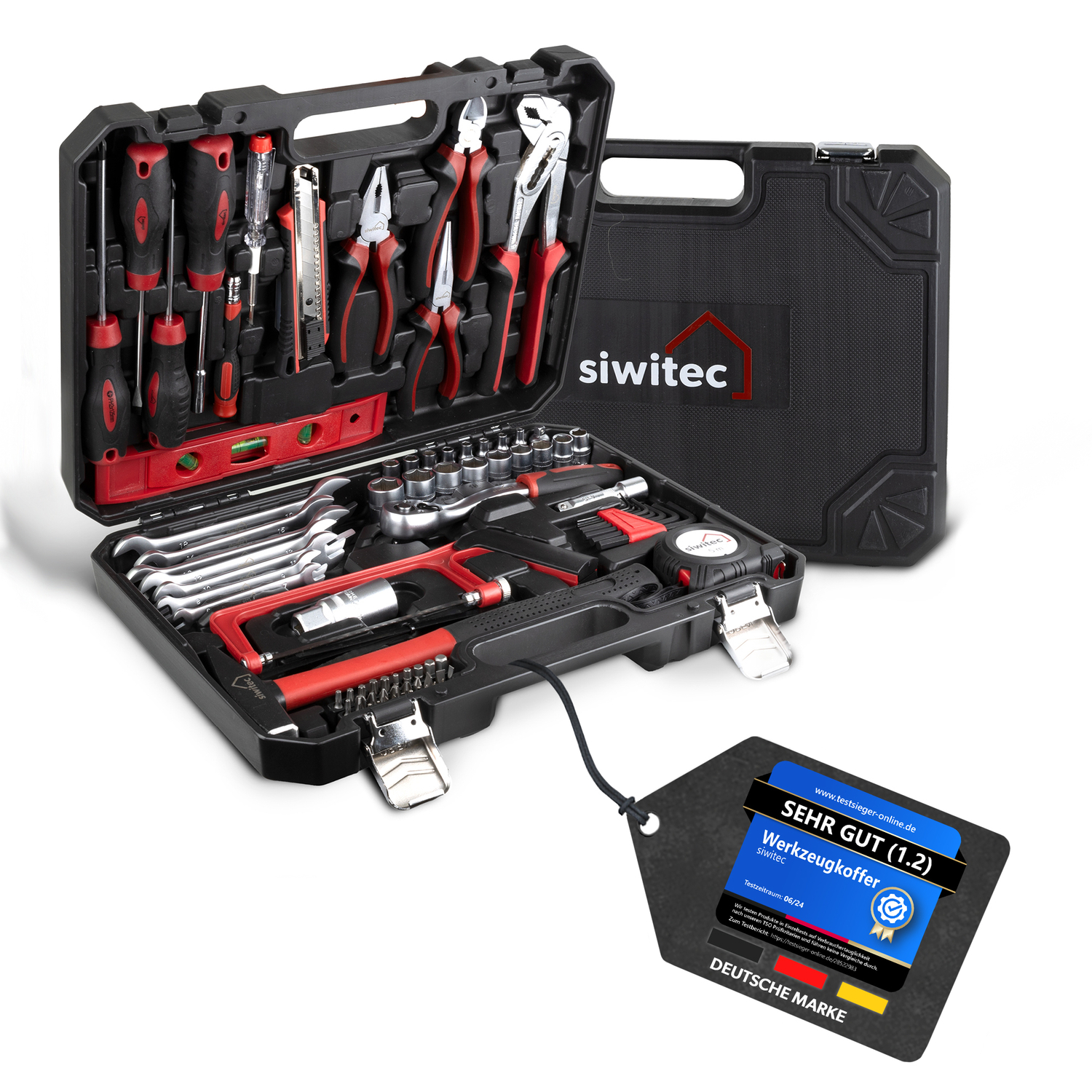 siwitec 95-teiliges Werkzeugkoffer-Set, vielseitige Grundausstattung, Werkzeugkasten, Werkzeugkiste Produktabbildung
