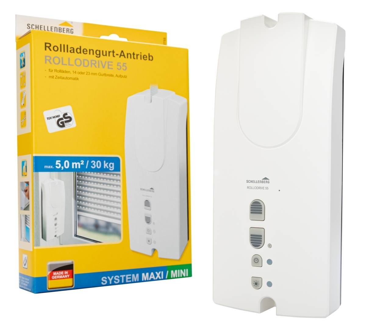Schellenberg ROLLODRIVE 55 Mini | Maxi elektrischer Gurtwickler max 5 m² Fläche Produktabbildung