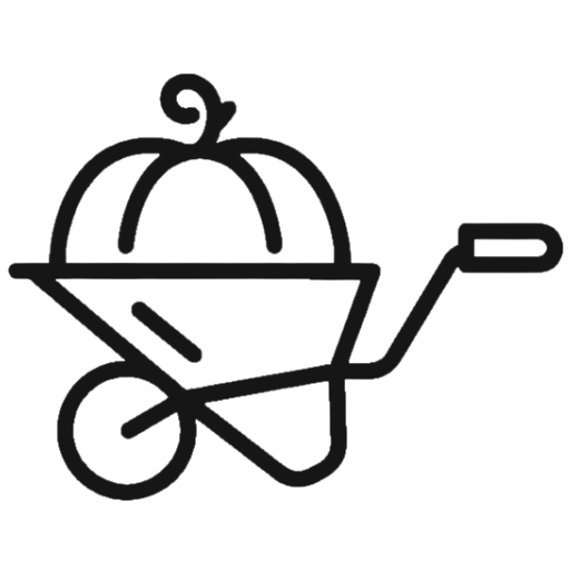 Schubkarre mit Kürbis darauf