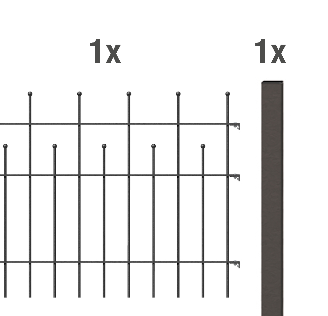 Alberts Zaun-Erweiterung Madrid, H: 735 mm L: 2 m, Anthrazit-Metallic, zum Einbetonieren, Zaun-Set Produktabbildung 1