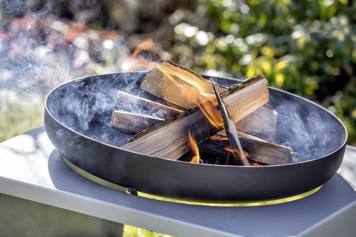 Feu du Jardin Feuerschale MODERNE silber, mit Edelstahl-Grillrost und Schwenkarm, Feuerstelle Produktabbildung 5