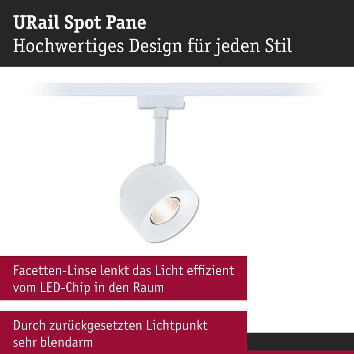 Paulmann URail LED Spot Pane in Signalweiß 7,4W 680lm Produktabbildung 10