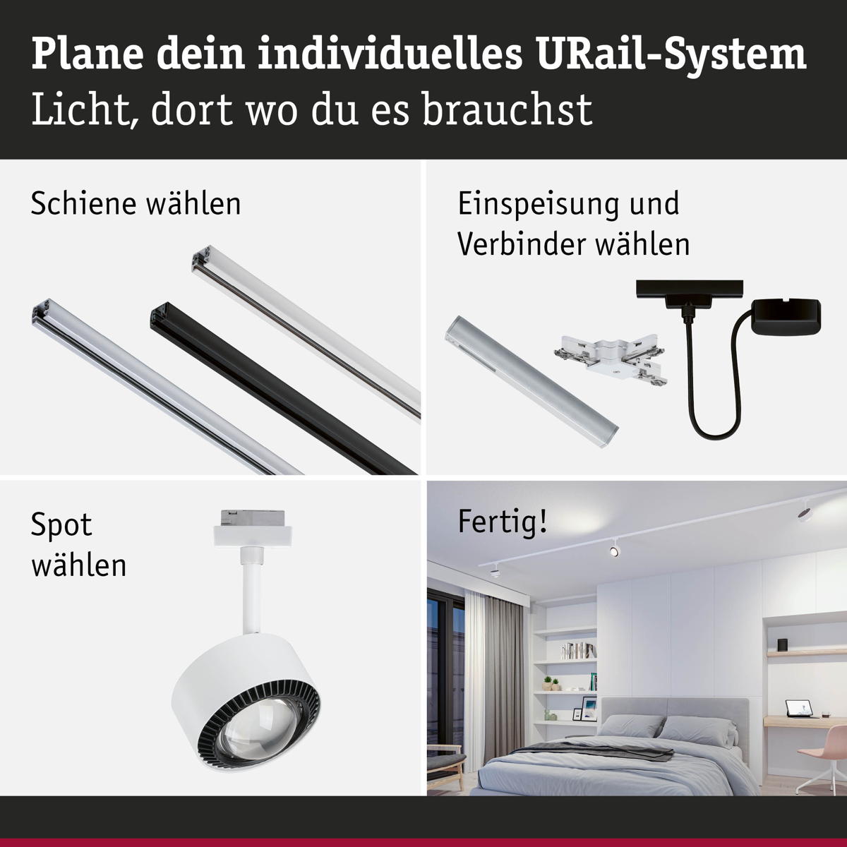 Paulmann URail LED Spot Aldan in Signalweiß und Schwarz 8W 500lm Produktabbildung 14