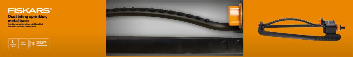 Fiskars Viereck-Sprinkler L, oszillierender Sprinkler für grosse Gärten bis 500 m², robuster Fuss Produktabbildung 3