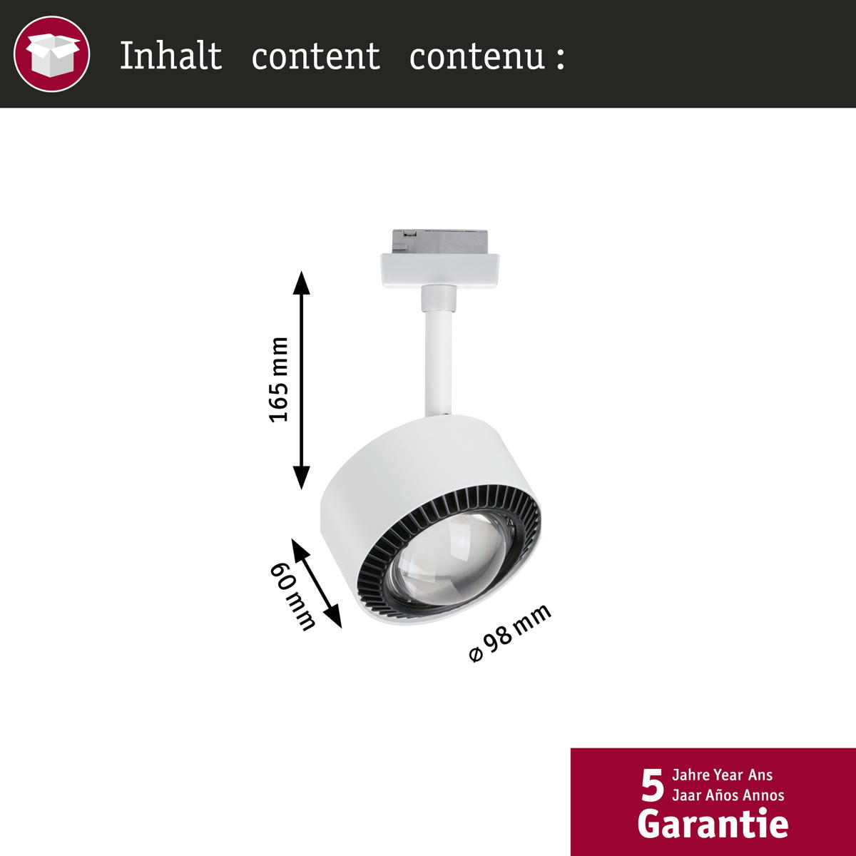 Paulmann URail LED Spot Aldan in Signalweiß und Schwarz 8W 500lm Produktabbildung 15