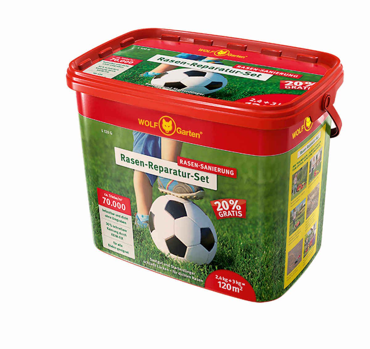 Wolf-Garten Saatgut Qualitäts-Rasensamen + Starter-Dünger | Rasen-Reparatur-Set | Rasensanierung Produktabbildung 1