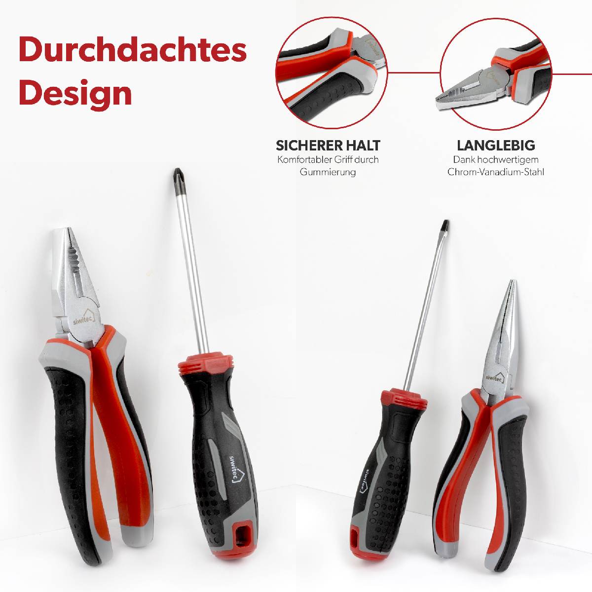 B-Ware siwitec Werkzeugkoffer 140-teilig, Werkzeug Set aus CRV Stahl, Profi Werkzeugkasten gefüllt Produktabbildung 2