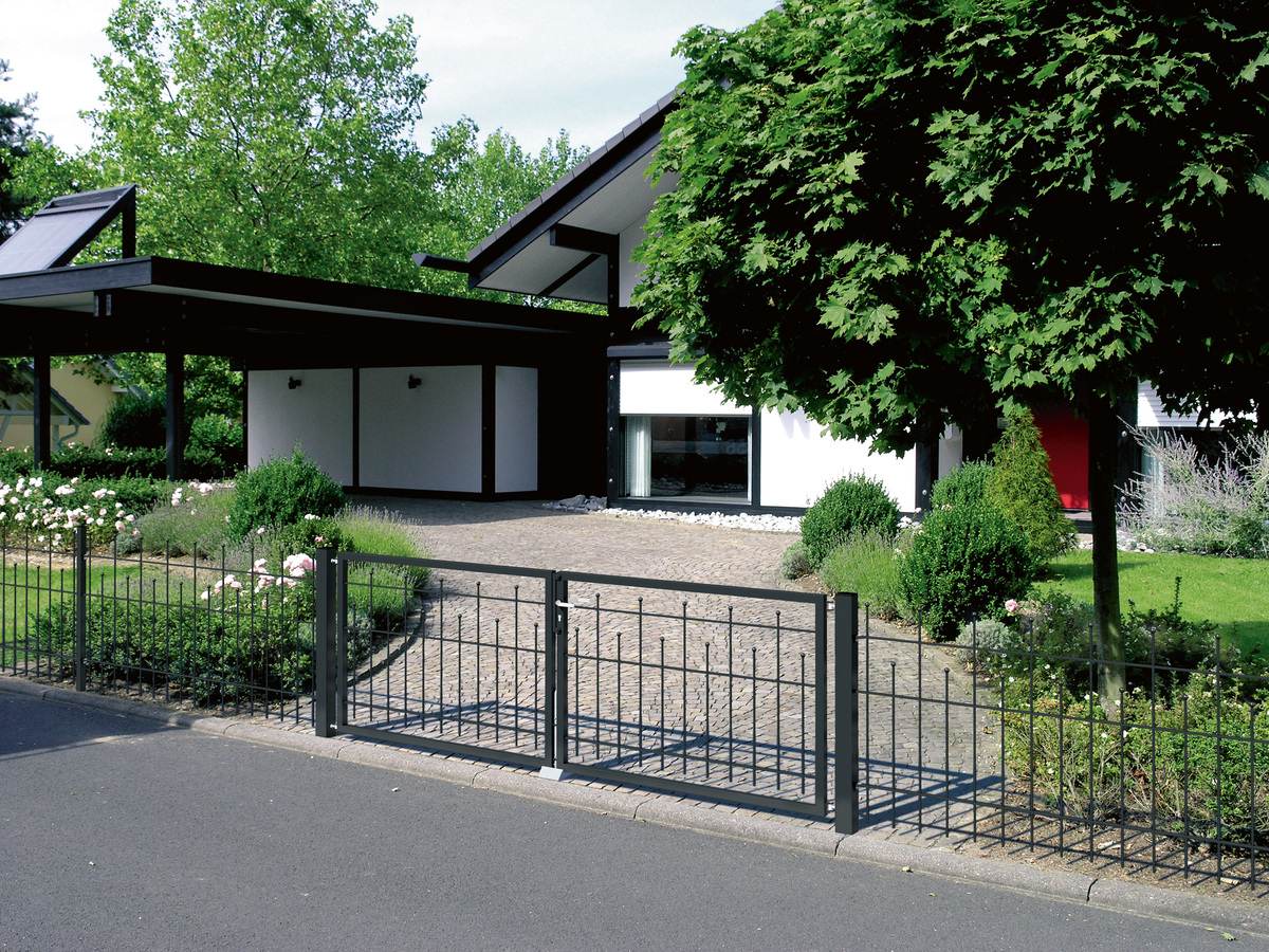 Alberts Zaun-Grund-Set Madrid, H: 495mm L: 10 m, Anthrazit-Metallic, zum Aufschrauben, Stahl-Zaun-Set Produktabbildung 5