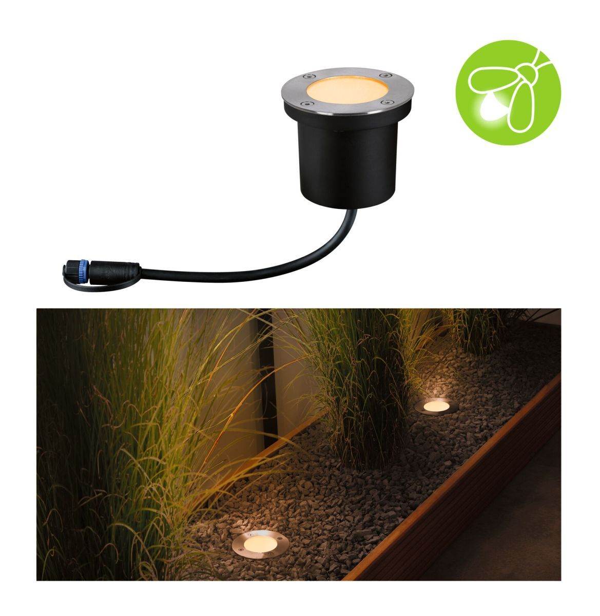 Paulmann Plug & Shine LED Bodeneinbauleuchte Floor, Ø 98 mm, 4,5 W, 180 lm, 2200 K, IP67, Anthrazit Produktabbildung
