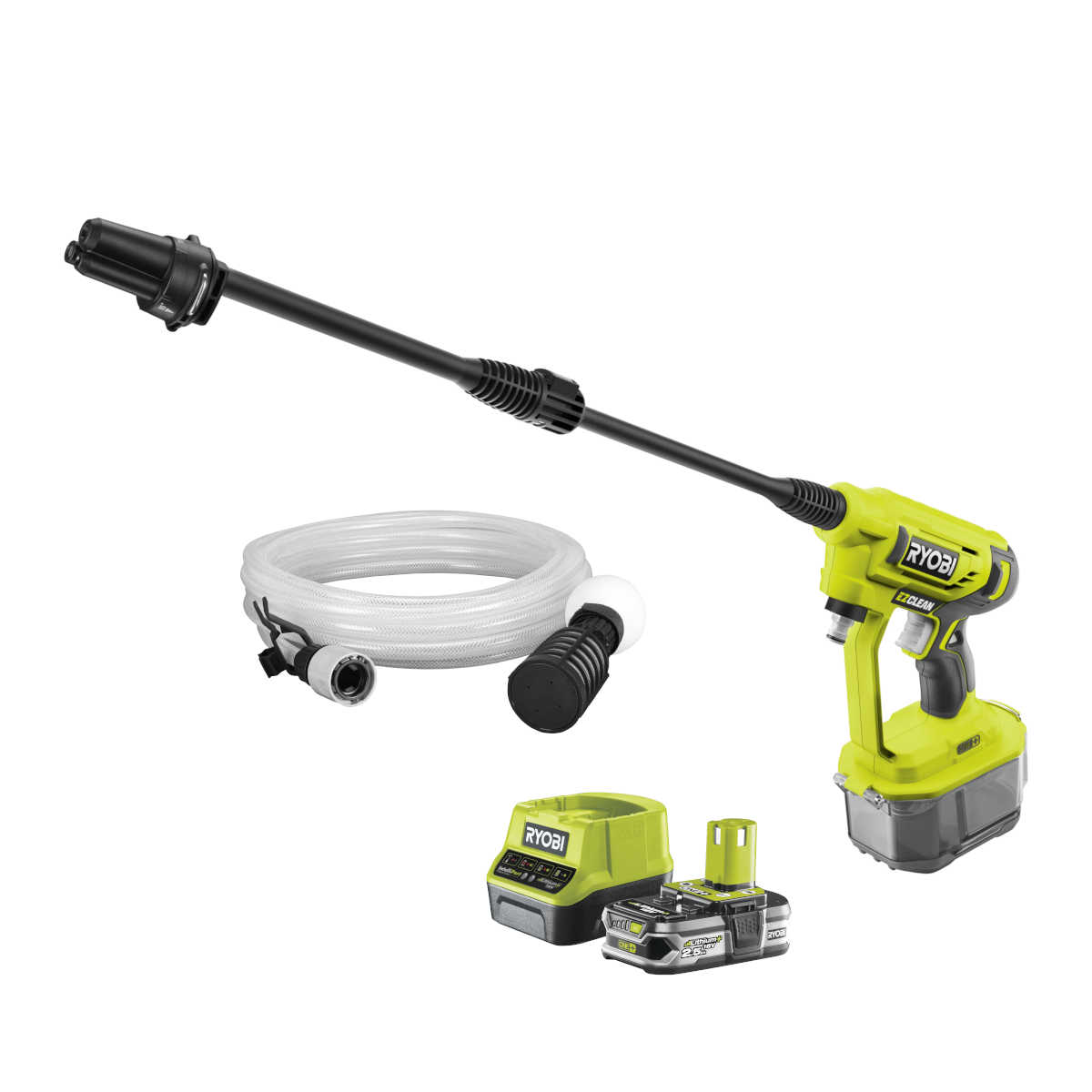 Ryobi Akku Mitteldruckreiniger ONE+ 18 V, 3-in-1-Düse, mit 2,5 Ah Akku und Ladegerät, RY18PW22A-125 Produktabbildung