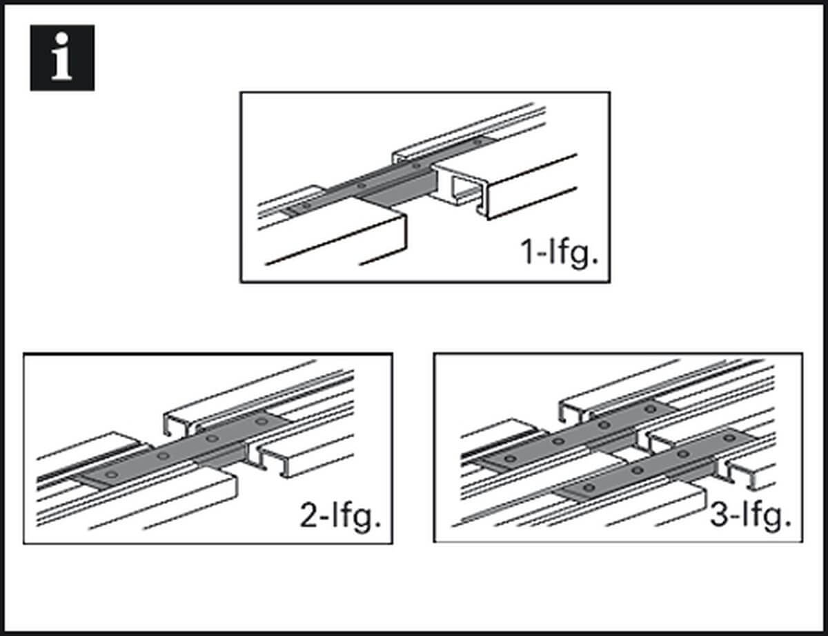 Gardinia Schienenverbinder für Aluminium-Vorhangschienen, weiß, 1-läufig, 2-läufig und 3-läufig Produktabbildung 2
