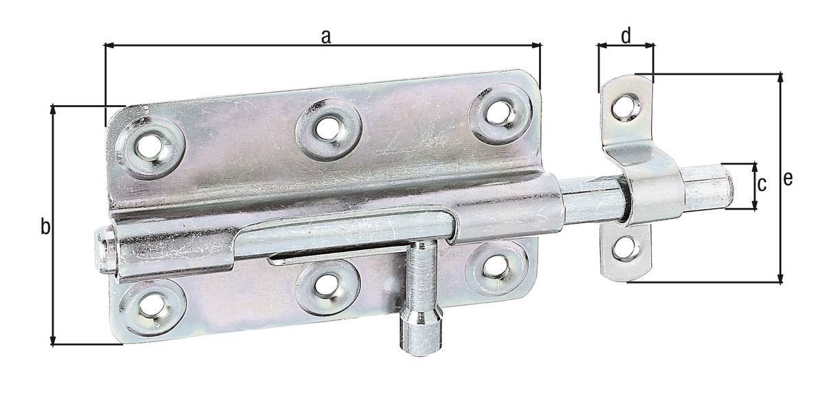 Alberts Bolzenriegel, galvanisch verzinkt, dickschichtpassiviert, Schlaufe, 145mm Produktabbildung 2