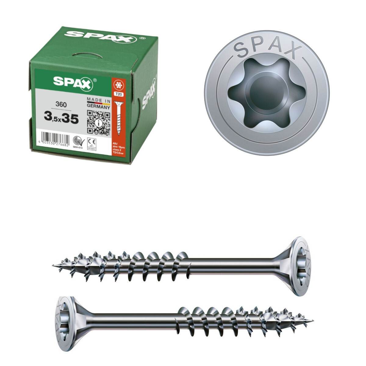 SPAX Universalschraube WIROX Teilgewinde Senkkopf T-STAR plus T20 A9J, 180 Stück, 3,5 x 30 mm Produktabbildung 4