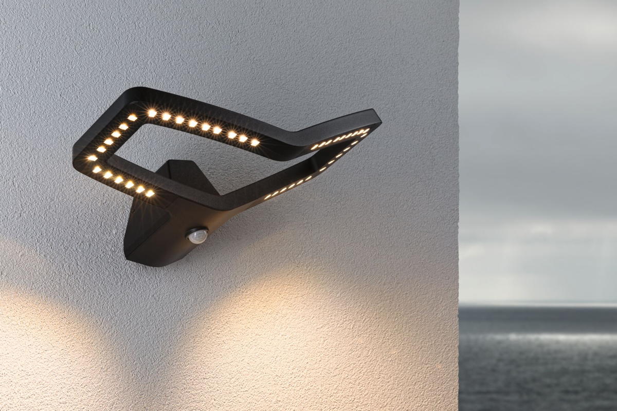 Paulmann LED Wandleuchte Alara in Anthrazit 10W 450lm IP44 mit Bewegungsmelder und Dämmerungssensor Produktabbildung 6