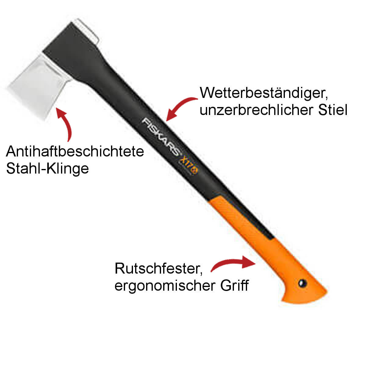Fiskars Spaltaxt X17-M inkl. Schere, XSharp Axt- und Messerschärfer und K40 Universalmesser Produktabbildung 2