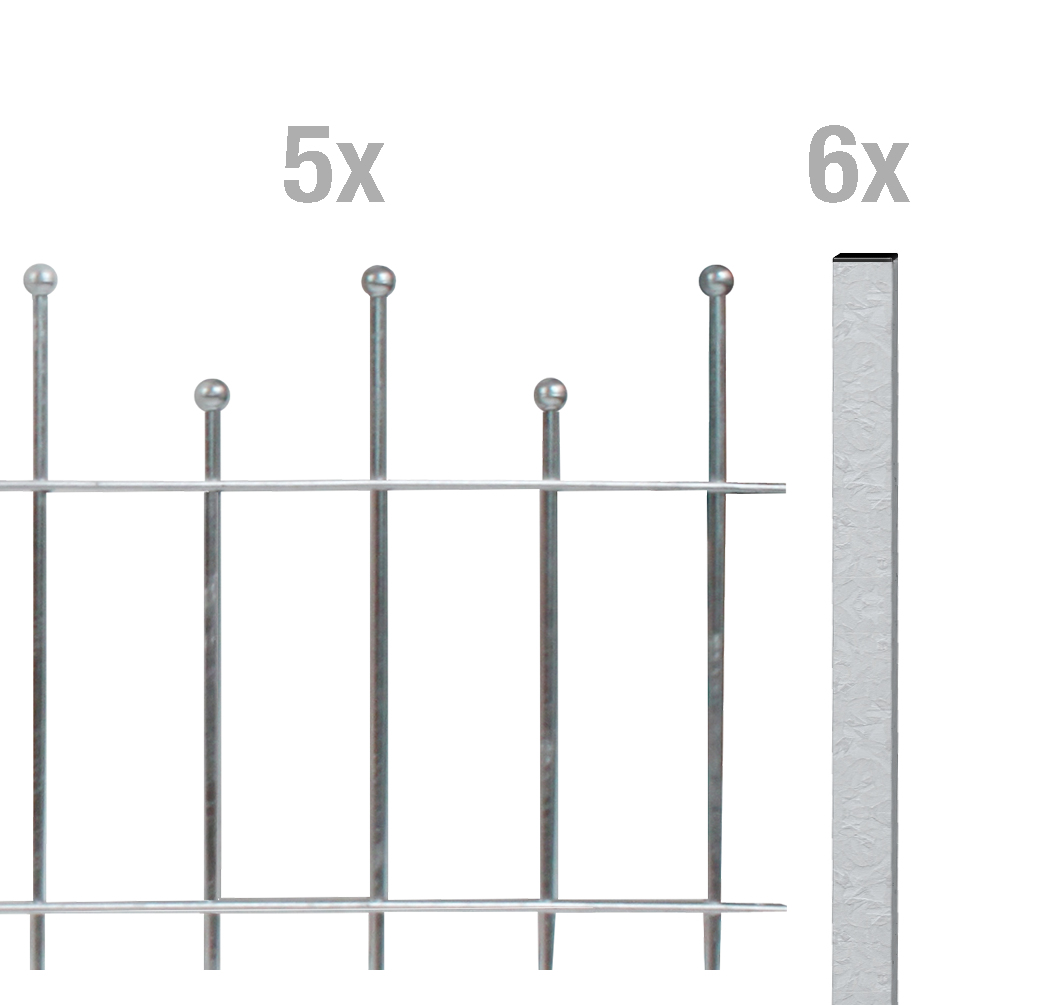 Alberts Zaun-Grund-Set Madrid, H: 495 mm L: 10 m, feuerverzinkt, zum Aufschrauben, Stahl-Zaun-Set Produktabbildung