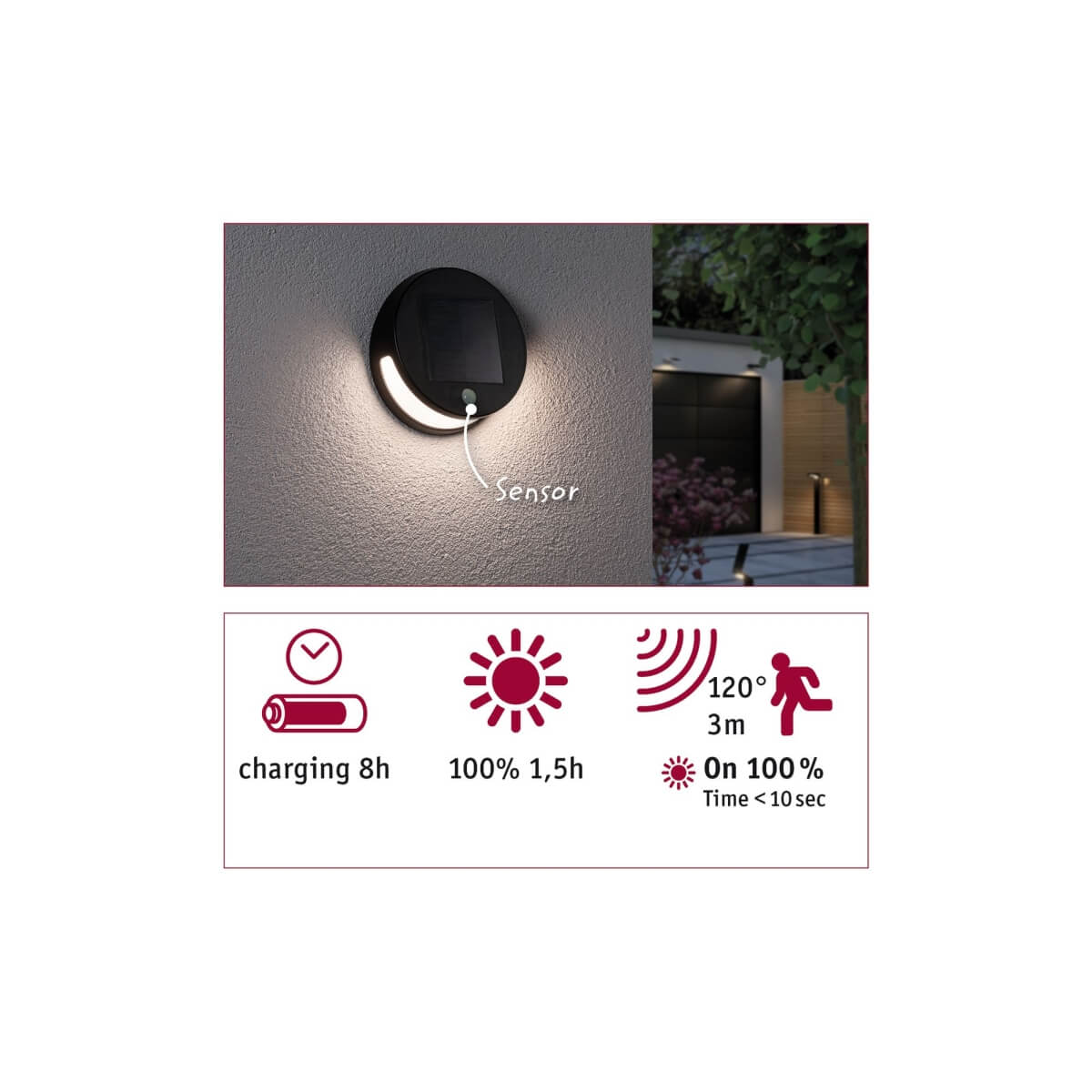 Paulmann Outdoor Solar Wandleuchte Helena, LED, 3000 K, IP44  Produktabbildung 4