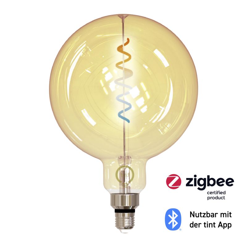 tint B-Ware smarte LED-Globe Retro Gold XXL, E27, 4,9 W, 350 lm, white+ambiance 1800-6500 K Produktabbildung