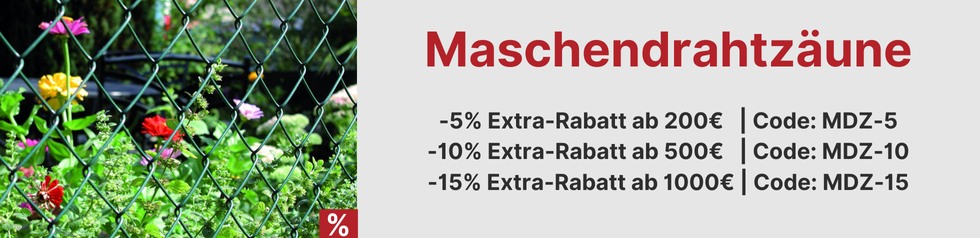 Bis zu 15% Rabatt auf Maschendrahtzäune
