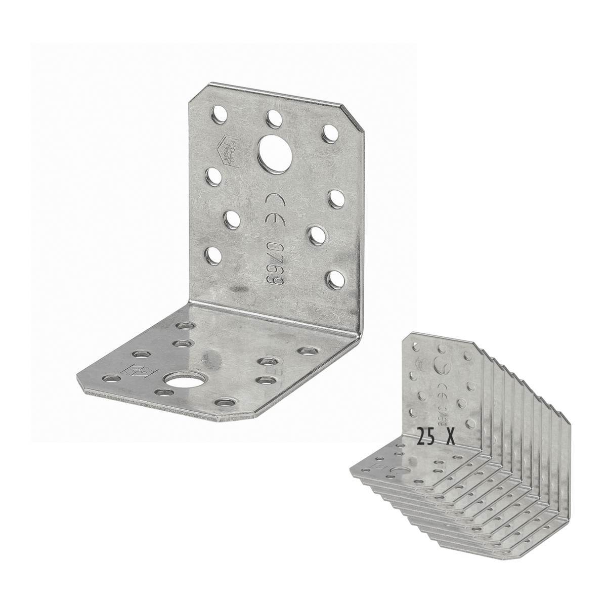 siwitec Winkelverbinder 70 x 70  x 55 mm, 25 Stück, Winkel aus Edelstahl mit CE-Kennzeichnung Produktabbildung