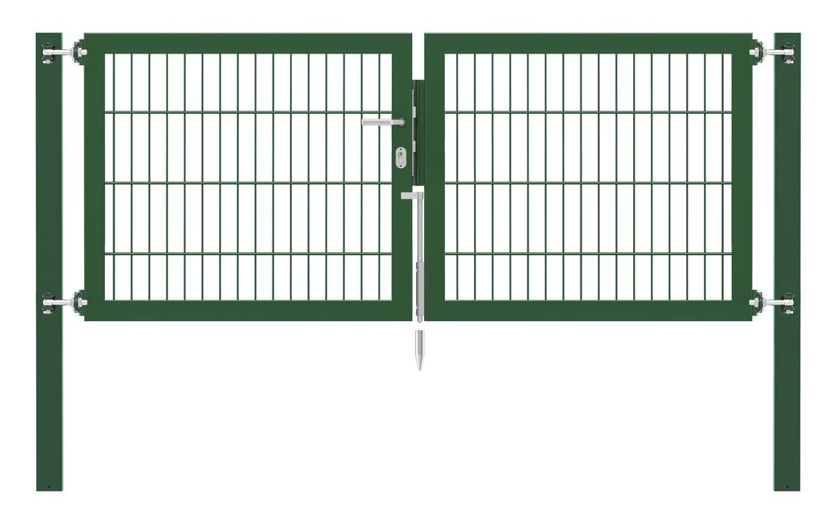 Stabgitter-Doppeltor, Grün,60x40 | 5000x2000 | Pfosten 120x120 Produktabbildung 5