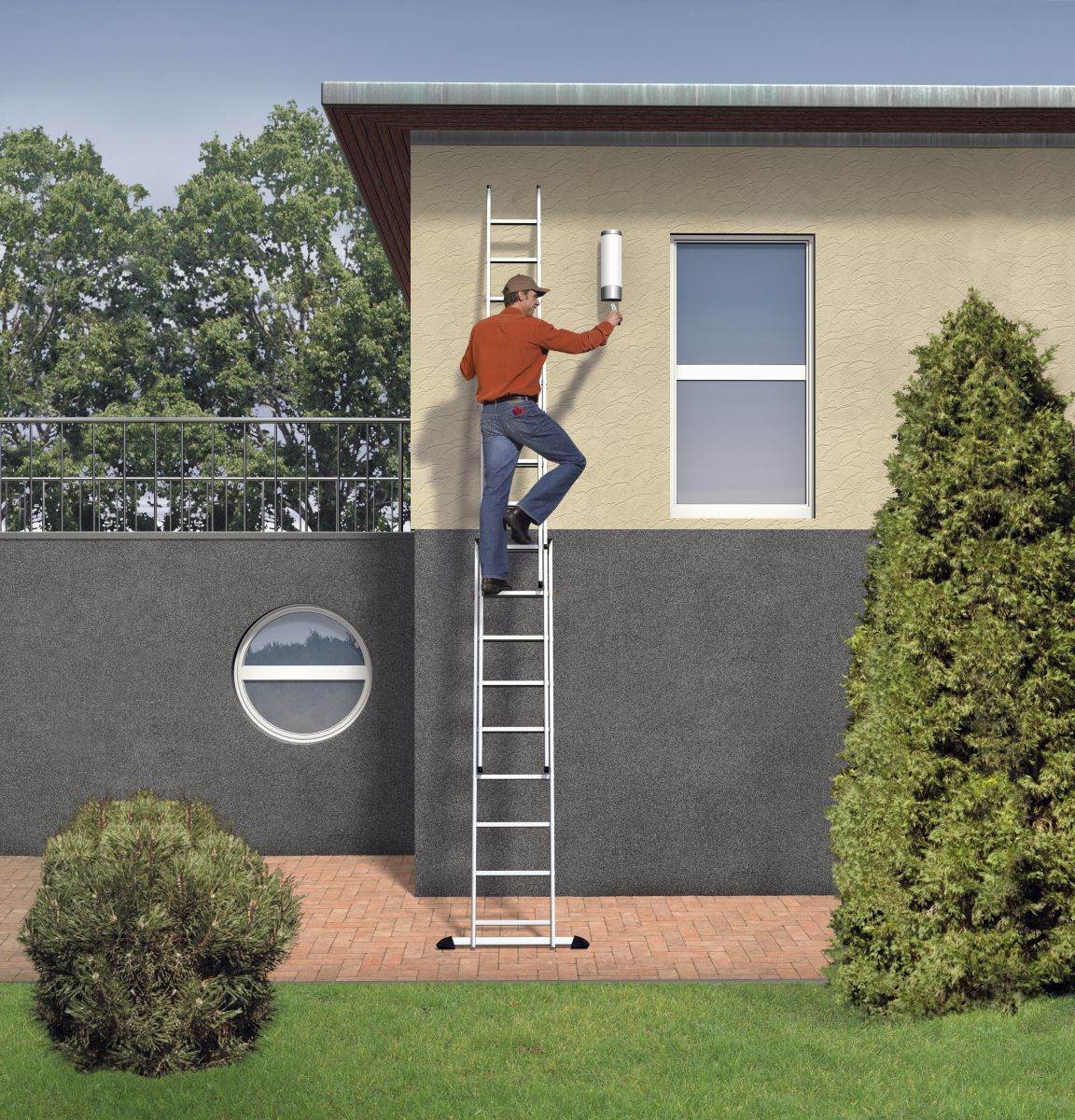 Hailo HobbyStep 3-in-1-Alu-Kombileiter + gratis Einhängetritt, flexible Sprossenleiter im Set Produktabbildung 5