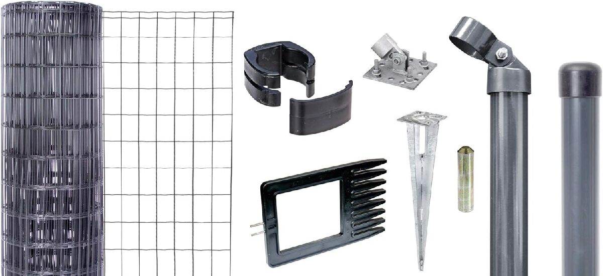 Alberts Zaun-Set Fix-Clip Pro mit Einschlaghülsen, 1,22 m Höhe, 10 m Länge, Anthrazit, Komplettset Produktabbildung