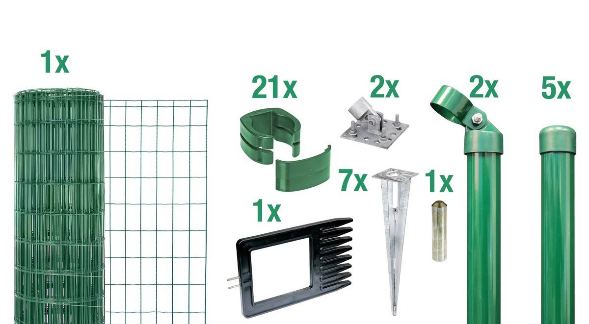 Alberts Zaun-Set Fix-Clip Pro mit Einschlaghülsen, 1,22 m Höhe, 10 m Länge, Grün, Komplettset Produktabbildung 1