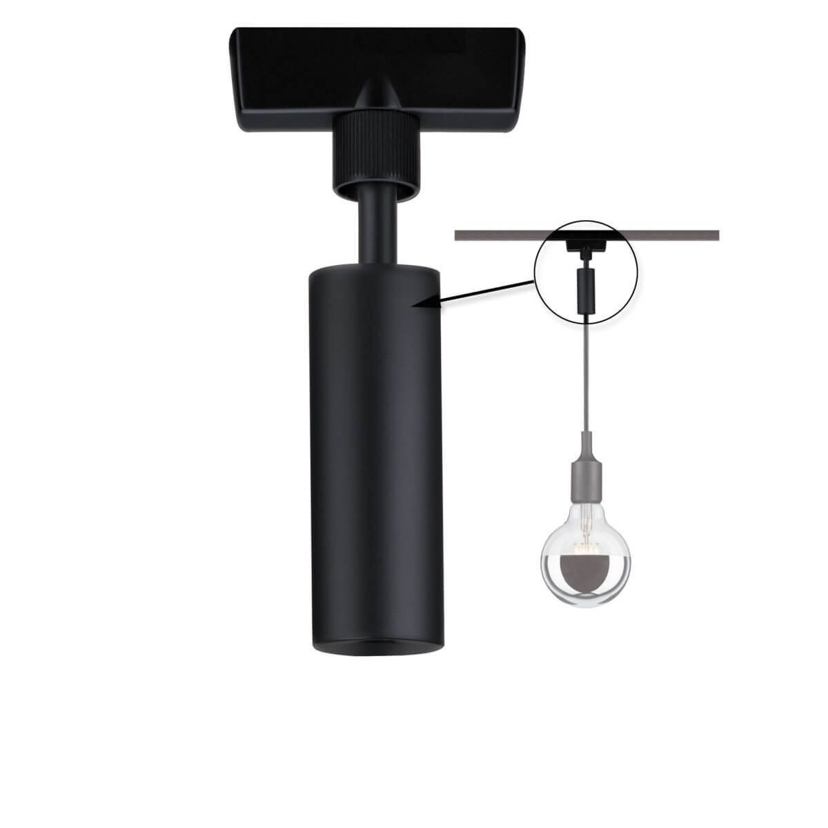 Paulmann URail Universal Pendel Adapter, 230V Schienensystem, Schwarz matt Produktabbildung