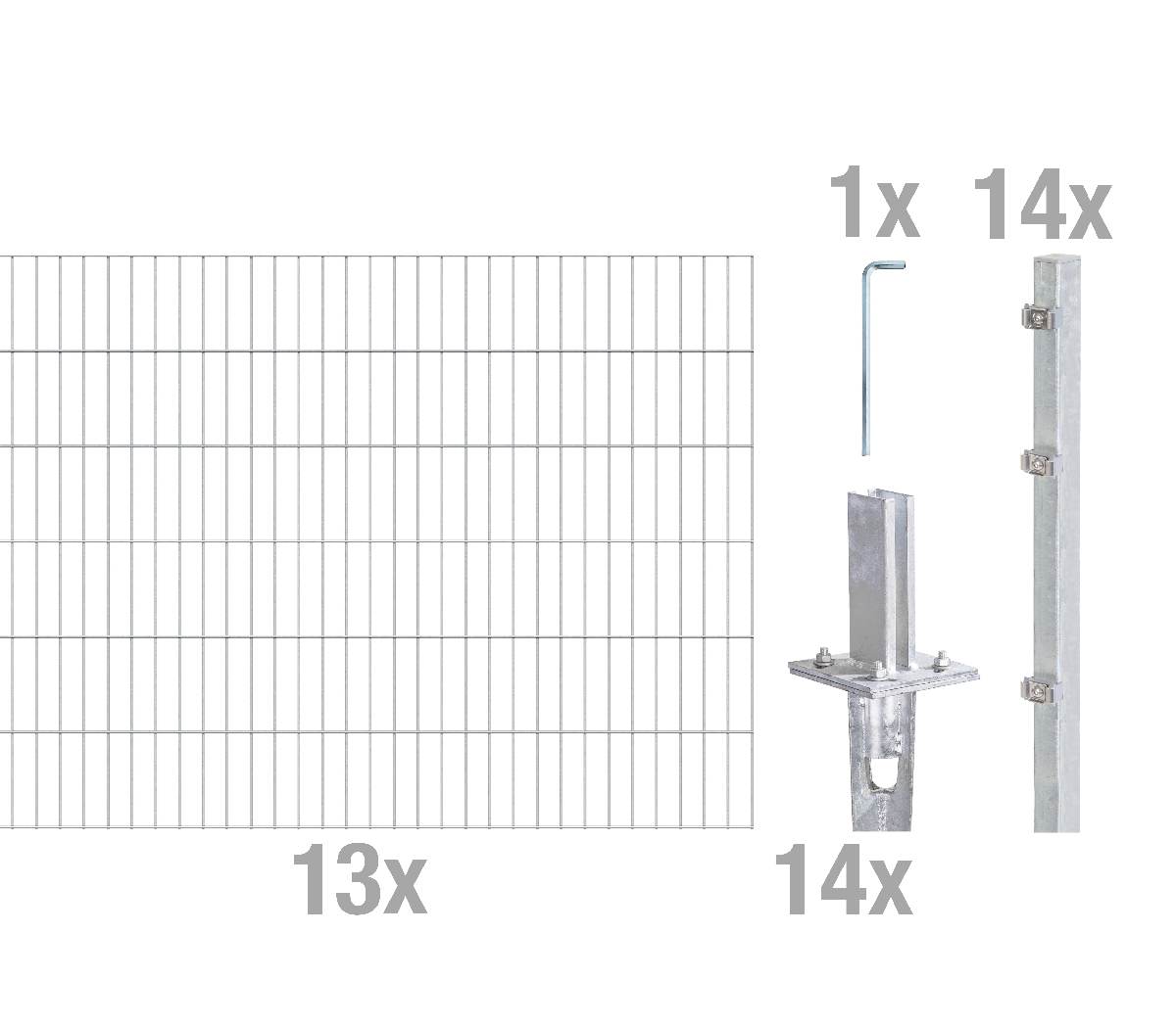 Alberts Komplettset Doppelstabmattenzaun mit Bodenhülse Fvz, 2 m Matten, Höhe 80-140 cm Länge 4-30 m Produktabbildung