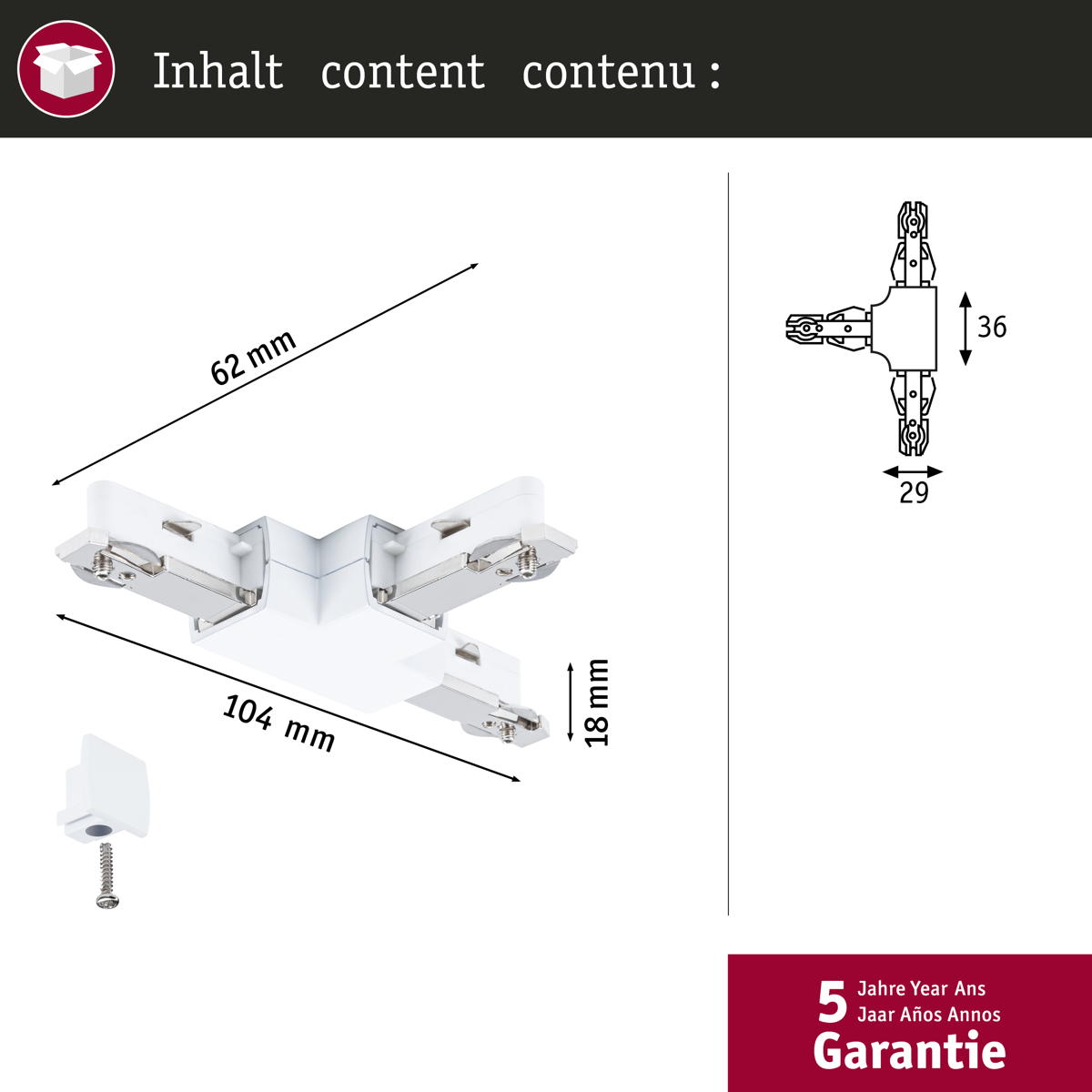 Paulmann T-Verbinder Urail in Signalweiß Produktabbildung 5