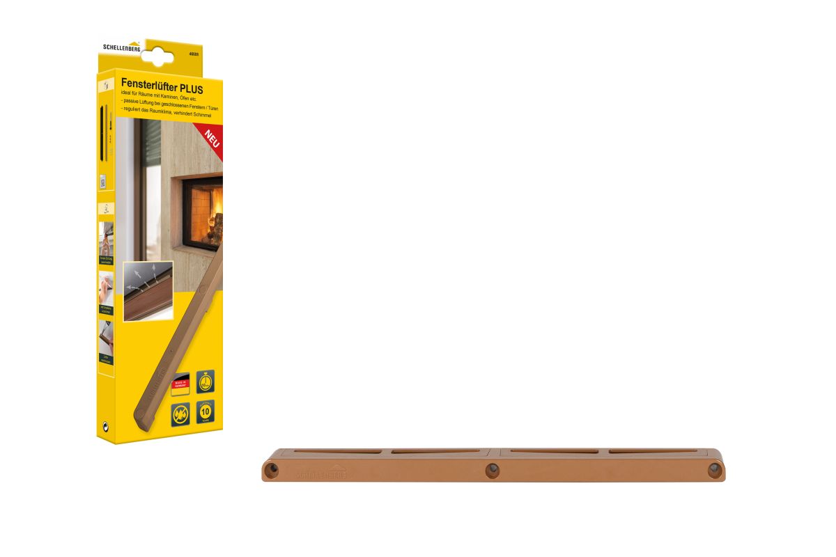 Schellenberg Fensterfalzlüfter Plus, Erweiterungsset Fensterlüfter Braun, gleichmäßige Feinlüftung Produktabbildung
