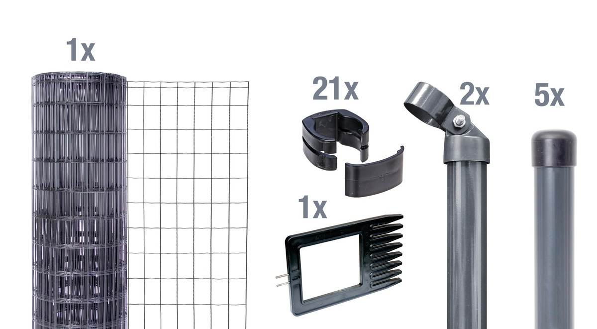 Alberts Zaunset Fix-Clip Pro zum Einbetonieren, Anthrazit-metallic, 102 cm hoch, 10 m lang Produktabbildung