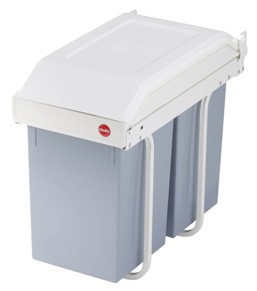 Hailo Multi-Box DUO L 2x14 l | Einbau-Mülltrennsystem für die Küche | Grau-Weiß Produktabbildung