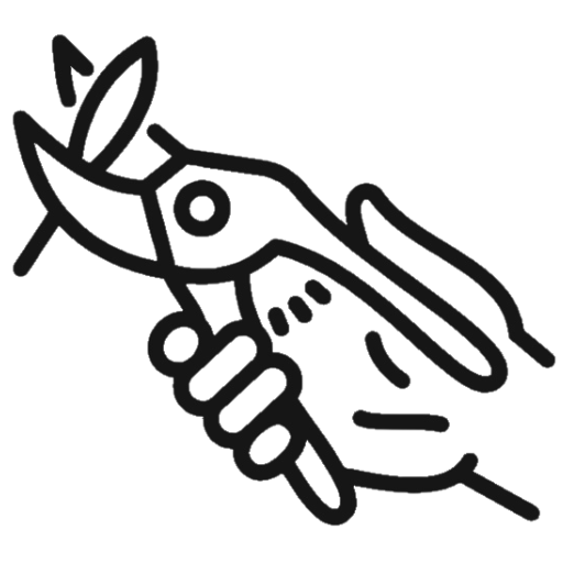 Eine Hand hält eine Gartenschere