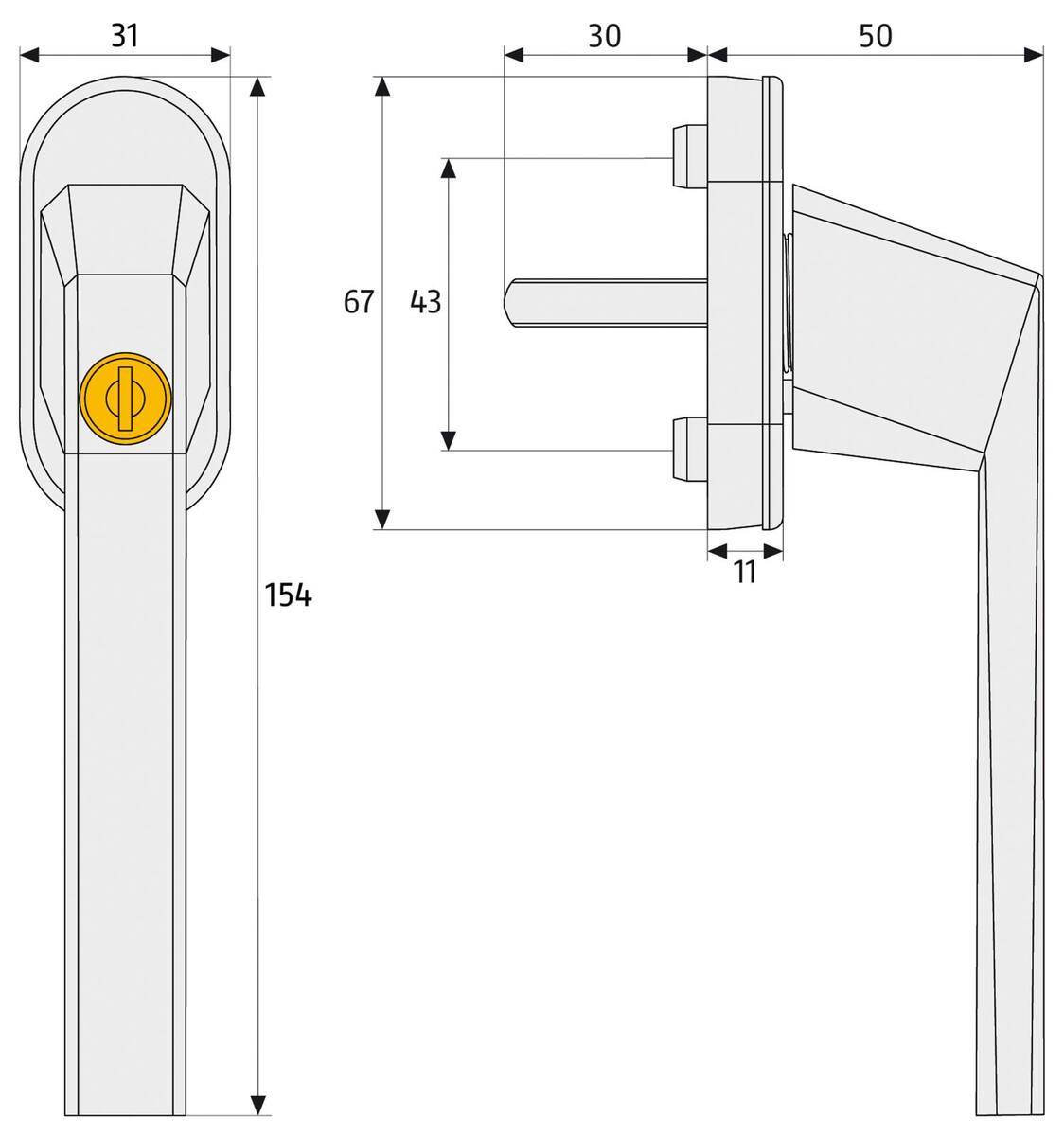ABUS Fenstergriff FG110 W Triples  3 Stück abschließbar weiß Produktabbildung 3