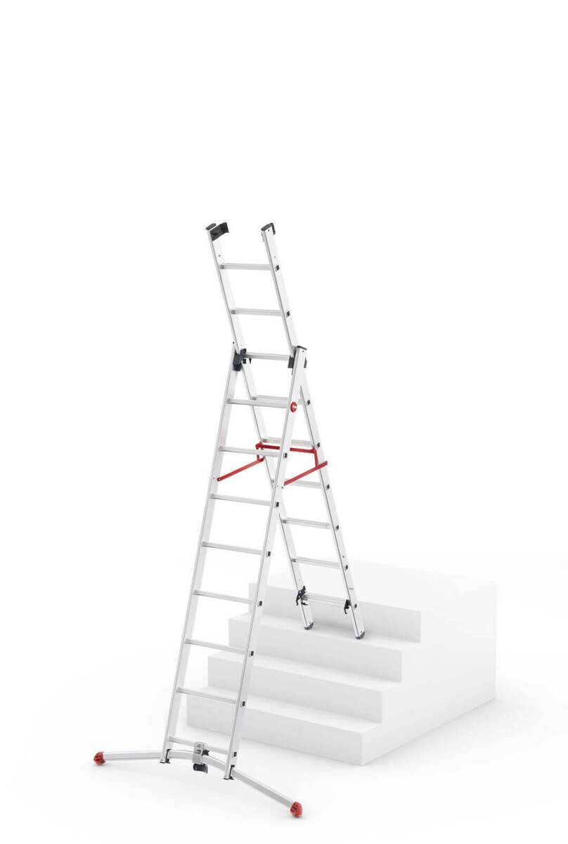 Hailo 2A-Ware ProfiLOT Aluminium-Teleskopleiter, gratis Einhängetritt, Kombi-Leiter 2x9 + 1x8 Stufen Produktabbildung 7