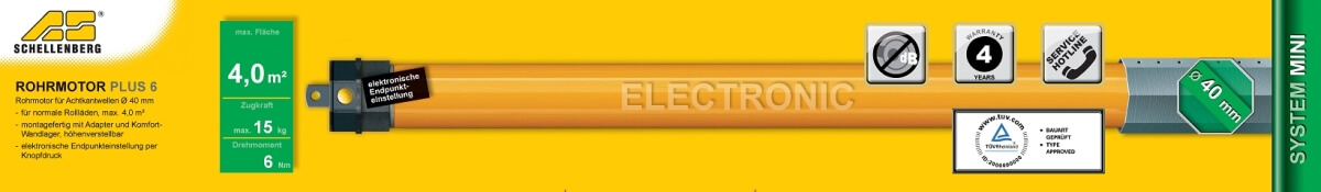 Schellenberg Rohmotor Plus Mini, Endlageneinstellung, Rolladenmotor, max Rollladenflache 4,0 m² Produktabbildung 3