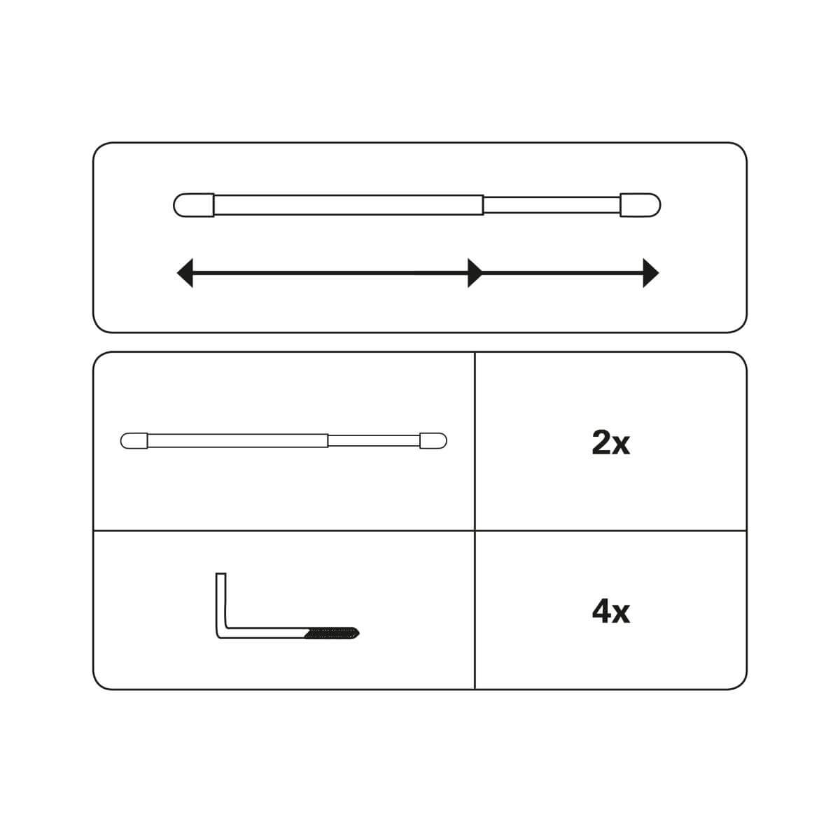 Gardinia Vitragestange flachoval 2er Set, Ausziehbare Gardinenstange ohne Bohren und Schrauben Produktabbildung 3