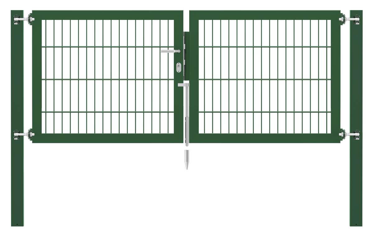 Alberts Doppeltor Flexo Plus für Doppelstabmatten | Grün | Zaunhöhe 0,8 - 2 m | Breite 2 - 5 m Produktabbildung