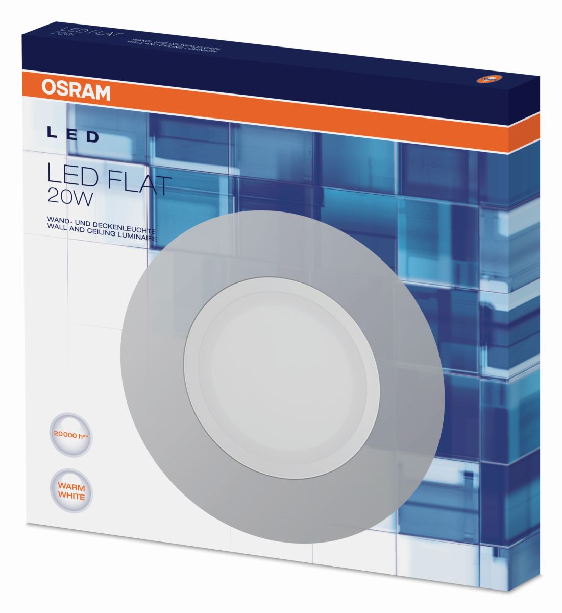 Osram LED Deckenleuchte Flat Slim Design, Ø 38 cm, 20W, 1200 lm, 2700 K, IP20 Produktabbildung 2