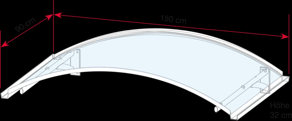Gutta Bogenvordach BV Secco, 150 cm breit, Edelstahloptik, Abdeckung aus klarem Polycarbonat Produktabbildung 2