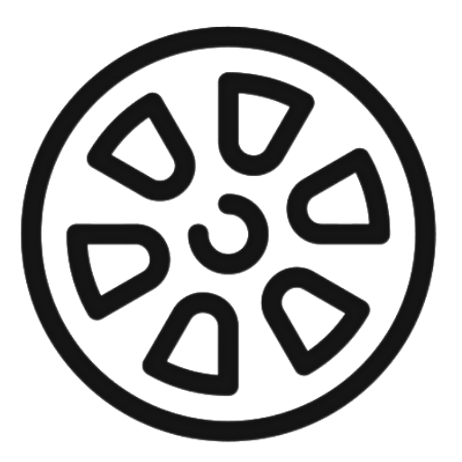 Ein einfaches Symbol eines Rades mit sechs Speichen