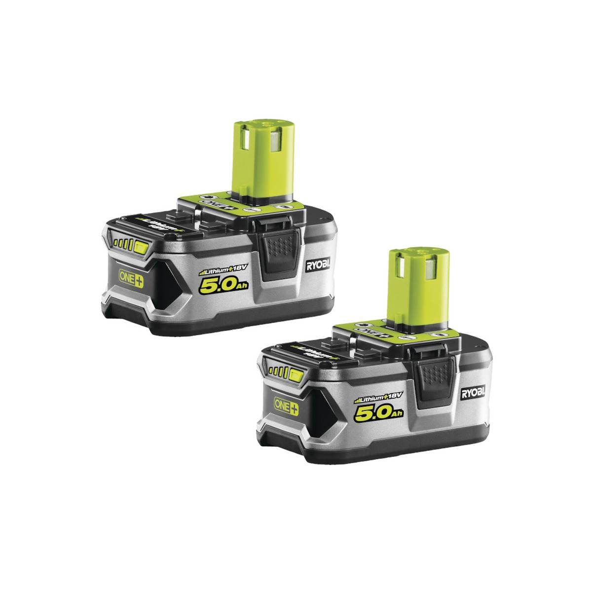 2x Ryobi 18 V ONE+ 5,0 Ah Lithium+ Akku | Werkzeug-Akku-Set 2 Stück Produktabbildung