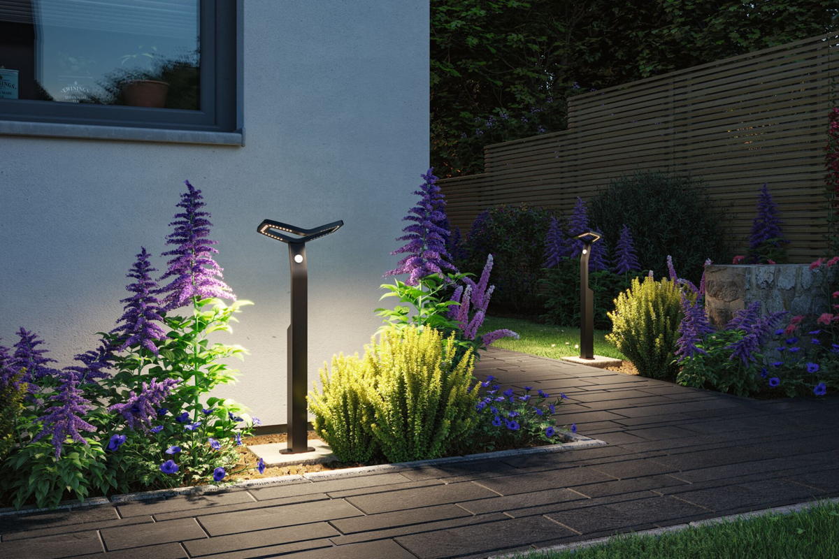 Paulmann LED Pollerleuchte Alara in Anthrazit 10W 450lm IP44 mit Bewegungsmelder und Dämmerungssensor Produktabbildung 6